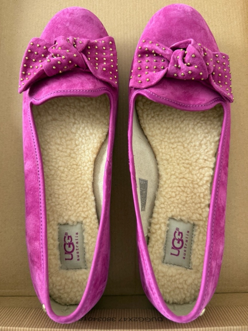 UGG Fuchsia Bow Flats | Studded Detail | Cozy Chic